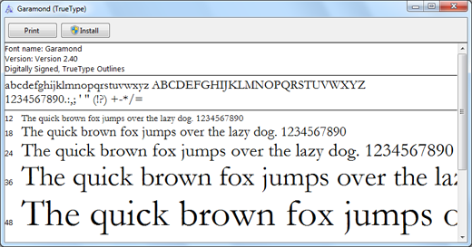 Adding fonts for windows 7